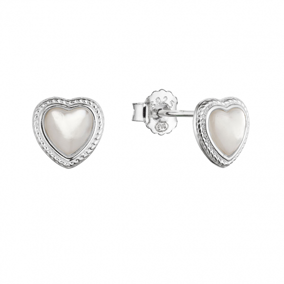 Obrázok pre Strieborné náušnice kôstky srdca s perleťovým zirkónom 11433.1 perleť