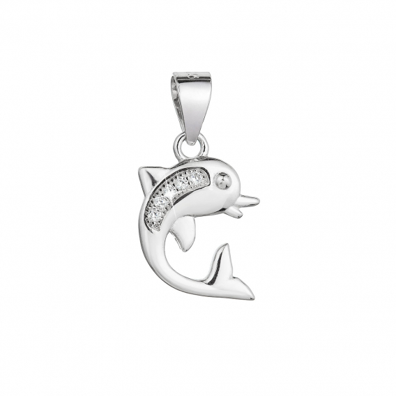 Obrázok pre Strieborný prívesok delfín so zirkónmi 14014.1