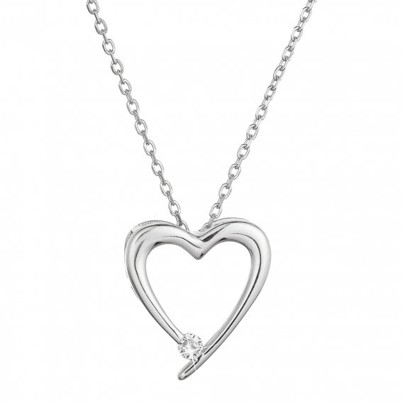 Obrázok pre Strieborný náhrdelník srdca s jedným zirkónikom 12053.1