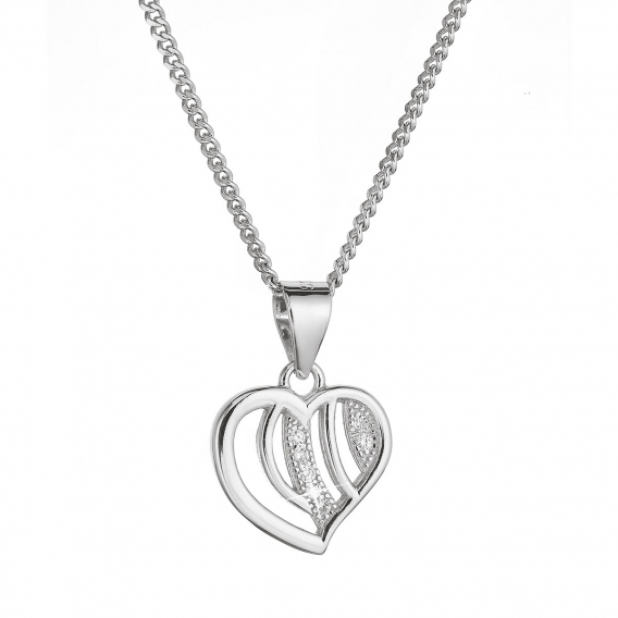 Obrázok pre Strieborný náhrdelník srdca so zirkónmi 12074.1