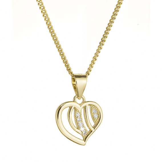Obrázok pre Pozlátený strieborný náhrdelník srdca so zirkónmi 12074.1 Au plating