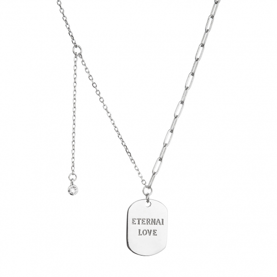 Obrázok pre Strieborný náhrdelník placička ETERNAI LOVE a prívesok s mini zirkónikom 12070.1