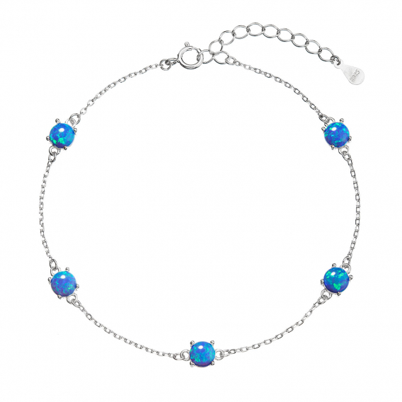 Obrázok pre Strieborný náramok so syntetickými opálmi modrý okrúhly 13029.3 blue