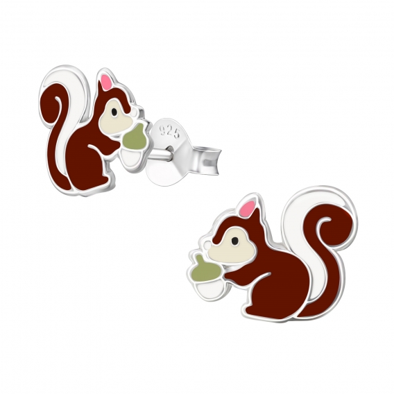 Obrázok pre Detské strieborné náušnice napichovacie Veveričky
