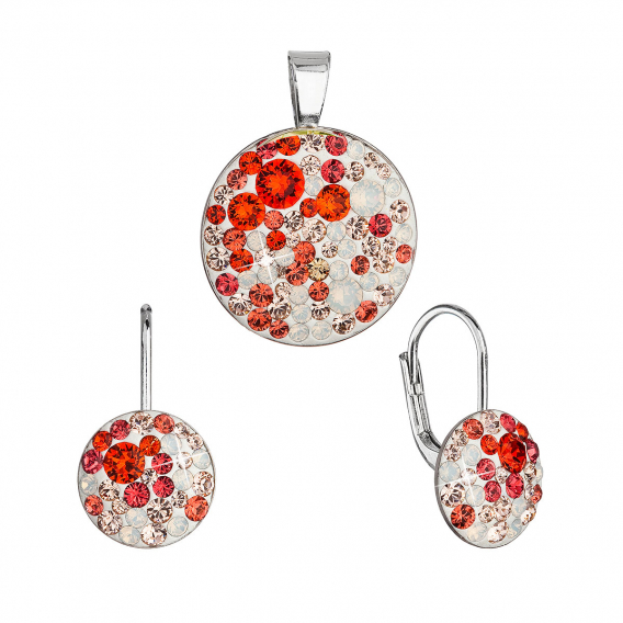 Obrázok pre Sada šperkov s kryštálmi Swarovski náušnice a prívesok mix farieb oranžová okrúhle 39178.3 sanset