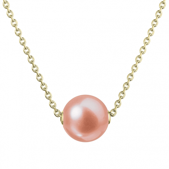 Obrázok pre Pozlátený strieborný náhrdelník s ružovou riečnou perlou na retiazke 22047.3 pink