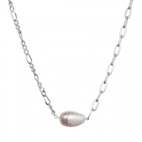 Obrázok pre Strieborný náhrdelník s riečnou oválnou perlou 22049.1