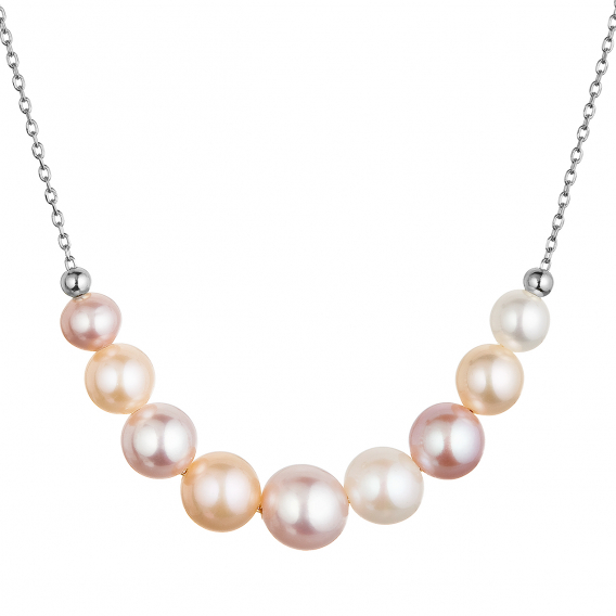 Obrázok pre Strieborný náhrdelník s farebnými riečnymi perlami 22046.3 multi