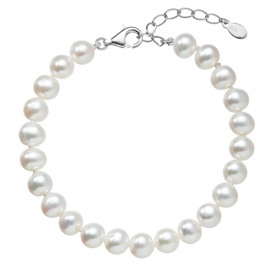 Obrázok pre Perlový náramok z pravých riečnych periel biely 23029.1 biela