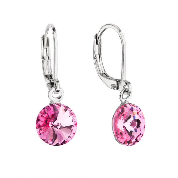 Obrázok pre Náušnice bižutérie visiace s kryštálom Swarovski ružové okrúhle 51080.3 rose