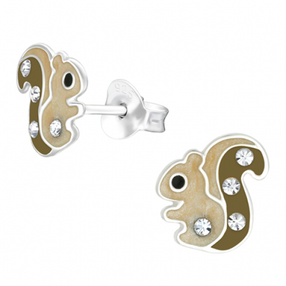 Obrázok pre Detské strieborné náušnice napichovacie Veveričky