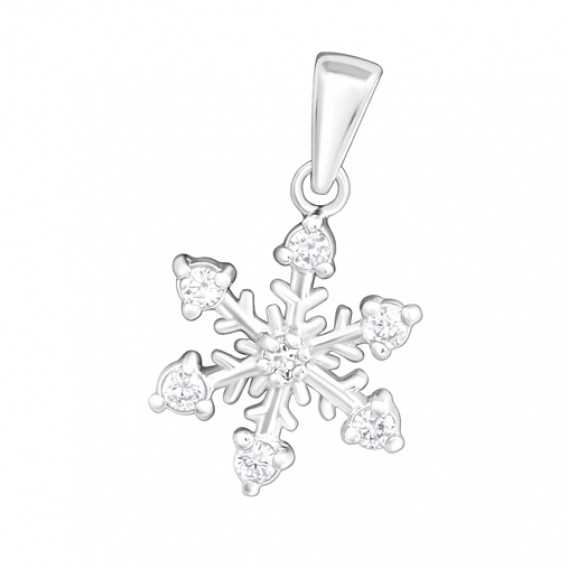 Obrázok pre Strieborný prívesok Snehová vločka s krištáľmi