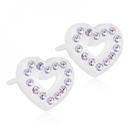 Obrázok pre Nealergénne detské náušnice z lekárskeho plastu Srdiečka 10 mm fialové