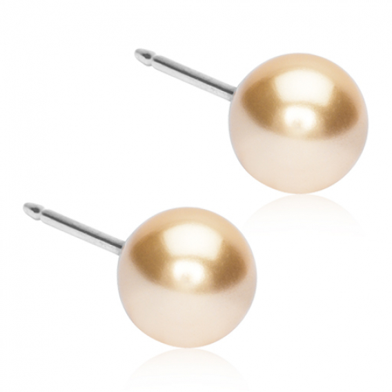 Obrázok pre Nealergénne náušnice z lekárskeho titánu Perly 6 mm zlaté