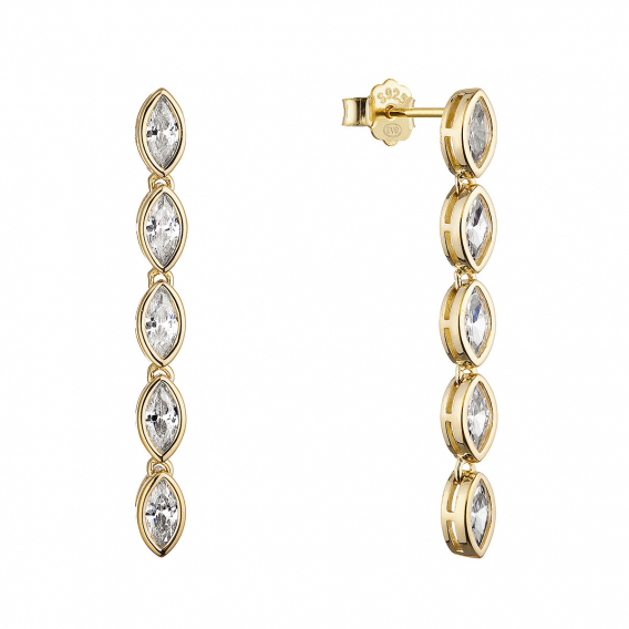 Obrázok pre Dlhé pozlátené náušnice so zirkónmi 11789.1