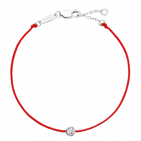 Obrázok pre Kabbalah červený náramok strieborný okrúhly 13005.3