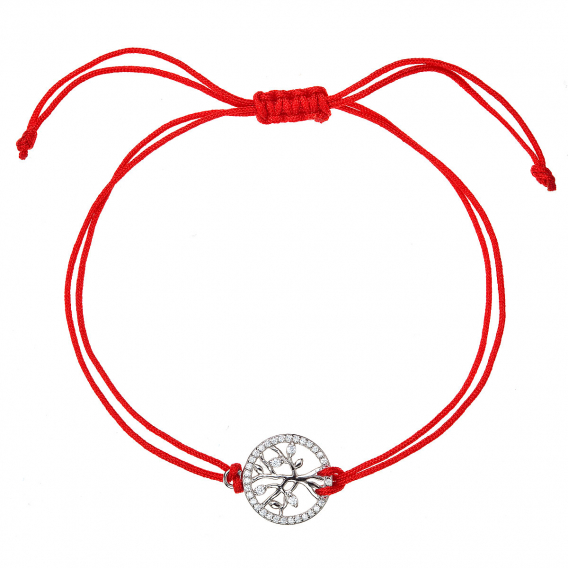Obrázok pre Kabbalah červený náramok strieborný strom života so zirkónmi 13021.3
