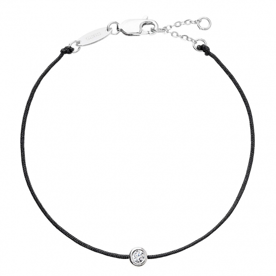 Obrázok pre Kabbalah čierny náramok strieborný okrúhly 13005.3