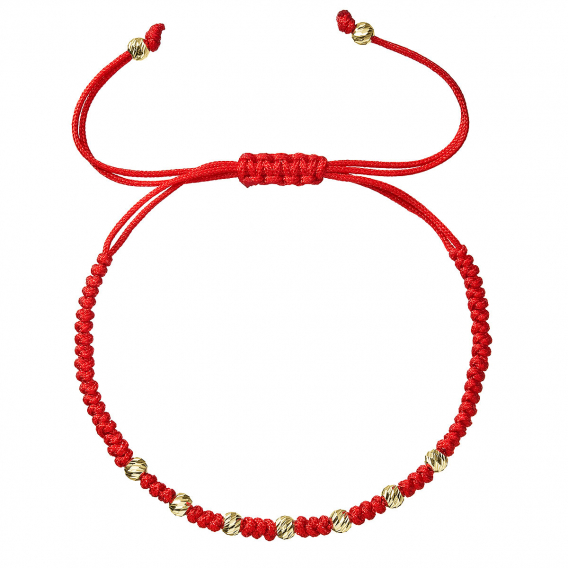 Obrázok pre Kabbalah náramok červený so zlatými ozdobnými guličkami 93T00102 red