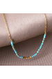 Obrázok pre Náhrdelník oceľový s modrým tyrkysom 42034.3