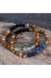 Obrázok pre Oceľový náramok s minerálnymi kameňmi achát, jaspis 43080.3