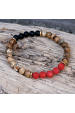Obrázok pre Oceľový náramok s minerálnymi kameňmi achát, jaspis, koral 43080.3