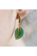 Obrázok pre Pozlátené náušnice lístky so zeleným achátom 11744.3