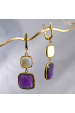 Obrázok pre Pozlátené náušnice s ametystom a bielou perleťou 11742.3