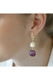 Obrázok pre Pozlátené náušnice s ametystom a bielou perleťou 11742.3