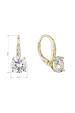 Obrázok pre Pozlátené strieborné náušnice visiace s veľkým zirkónom biele 11451.1