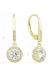 Obrázok pre Pozlátené strieborné náušnice visiace so zirkónmi biele okrúhle 11300.1