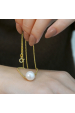 Obrázok pre Pozlátený strieborný náhrdelník s pevnou bielou riečnou perlou na retiazke 22047.1