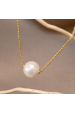 Obrázok pre Pozlátený strieborný náhrdelník s pevnou bielou riečnou perlou na retiazke 22047.1