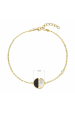Obrázok pre Pozlátený strieborný náramok retiazka s okrúhlym čiernoperleťovým príveskom 13026.1