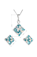 Obrázok pre Sada šperkov s kryštálmi Swarovski náušnice, retiazka a prívesok modrý kosoštvorec 39126.3 turquoise