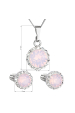 Obrázok pre Sada šperkov s kryštálmi Swarovski náušnice, retiazka a prívesok ružové opálové okrúhle 39352.7