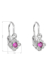 Obrázok pre Strieborné detské náušnice visiace so zirkónom ružová kvietka 11175.3