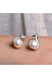 Obrázok pre Strieborné náušnice kôstky s pravou riečnou perlou 21066.1 biele