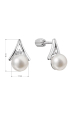 Obrázok pre Strieborné náušnice kôstky trojuholník so zirkónmi a riečnou perlou bielej 21083.1B