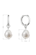 Obrázok pre Strieborné náušnice kruhy s visiacou bielou riečnou perlou baroko 21106.1