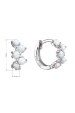 Obrázok pre Strieborné náušnice kruhy so syntetickými opálmi bielej 11339.1