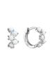 Obrázok pre Strieborné náušnice kruhy so syntetickými opálmi bielej 11339.1
