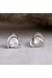 Obrázok pre Strieborné náušnice pecka s kryštálmi Swarovski biele srdce 31259.1