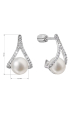 Obrázok pre Strieborné náušnice trojuholník so zirkónmi a riečnou perlou bielej 21084.1B