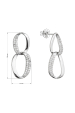 Obrázok pre Strieborné náušnice visiace oválky so zirkónmi bielej 11449.1