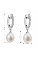 Obrázok pre Strieborné náušnice visiace s bielou riečnou perlou 21002.1