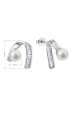 Obrázok pre Strieborné náušnice visiace s bielou riečnou perlou a zirkónmi 21074.1