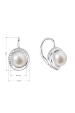 Obrázok pre Strieborné náušnice visiace s bielou riečnou perlou a zirkónmi okrúhle 21075.1
