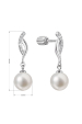 Obrázok pre Strieborné náušnice visiace s guľatou riečnou perlou bielej 21094.1B