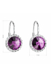 Obrázok pre Strieborné náušnice visiace s kryštálmi Preciosa fialové okrúhle 31216.3 ametyst